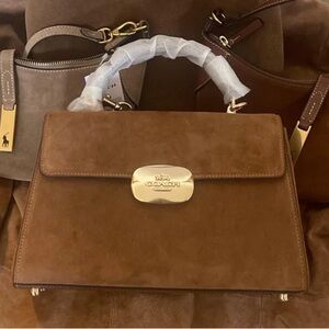 Coach Eliza Top Handle Purse, Suede, New
